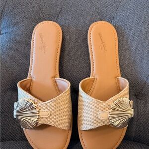 Women's Tan Sandals with Gold Accent